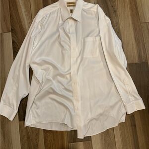 Roundtree & Yorke White Textured Dress Shirt 18 38